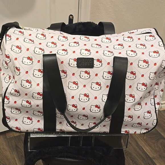Hello Kitty By Sanrio Face/Bow Logo Rolling Travel Duffel Bag - Picture 3 of 12